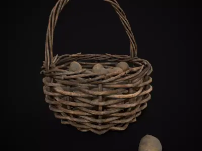 Basket of Potatoes Low-poly 3D model