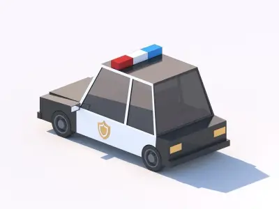 Cartoon Low Poly Police Car Low-poly 3D model