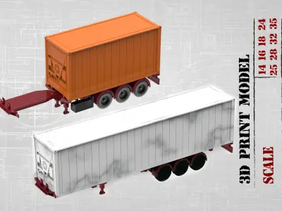 Container Trailer scale Semi trailer frame shipping container 3D print model