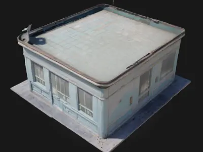 Blue Vintage Kiosk  Charming Streetside Elegance 3D model