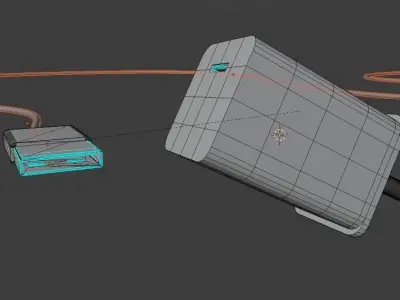 Mobile charger 3d with USB cable 3d model Low-poly 3D model