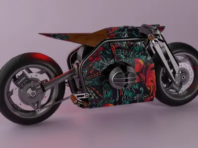 Custom Retrofuturism Cafe Racer Low-poly 3D model