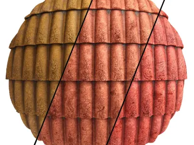 Roof Tile Materials 5- By 3 color Pbr By Sbsar 4k Texture