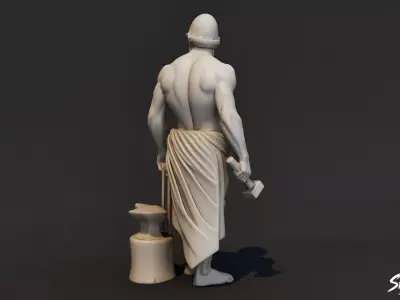 Hephaestus Statue Low-poly 3D model