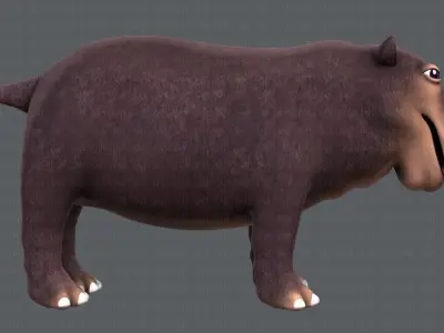 Hippo V01 Low-poly 3D model