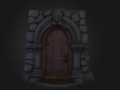 Gothic Stone Arch Door Low-poly 3D model