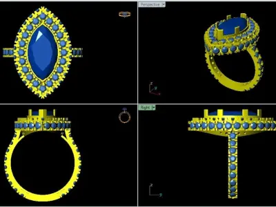 Red Sapphire Woman Ring 3D Model 3D print model