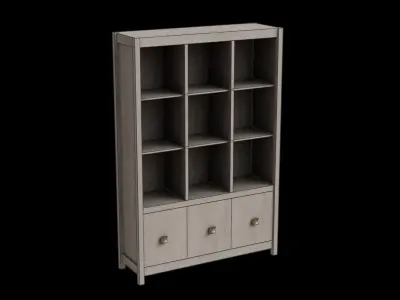 Light Gray Wooden Shelf Storage Low-poly 3D model