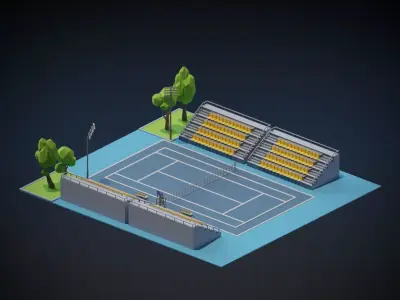 Tennis Court  Free low-poly 3D model