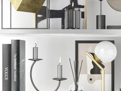 decorative set on shelves 5 3D model