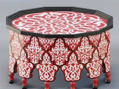 Vintage Moroccan large table 03 3D model