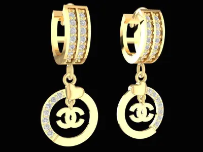 Luxury Double Hoop Pendant Earrings for Women 2217 3D print model