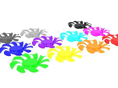 Colored Power Supply Unit Fan Blades Set 3D model