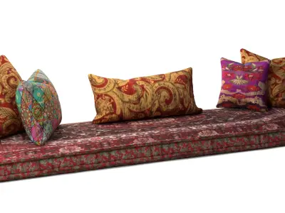 Bohemian Floor Sofa with Cushions 3D model