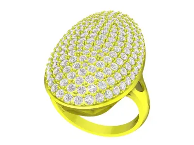 A6508 Italy Pave Diamond Oval Women Ring 3D print model