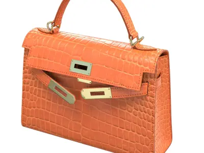 Hermes Kelly Bag Orange Crocodile Low-poly 3D model