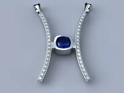 Ladies Pendant Necklace Diamonds Rubies Womens Luxury Jewelry 3D print model