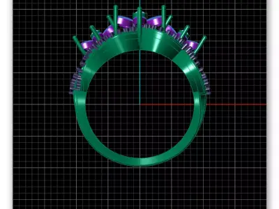 marquise emerald and round jewelry ring 3D print model