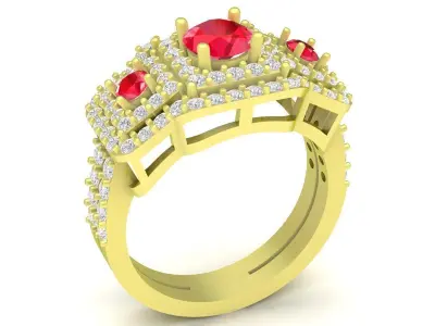 Luxury Gemstone Cluster Ring for Women  3844 3D print model