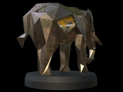 Steampunk Elephant Low-poly 3D model