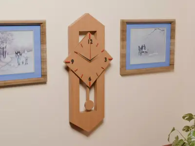 Rustic Basic Wood Wall Clock Low-poly 3D model
