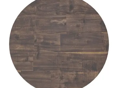 Dark Brown Reclaimed Wood Round Dining Table 3D model