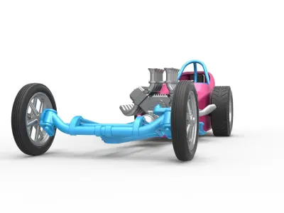 Front engine old school dragster with shell V5 Scale 1 to 25 3D print model