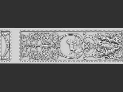 louis xvi wall molding panel plaster 3D model
