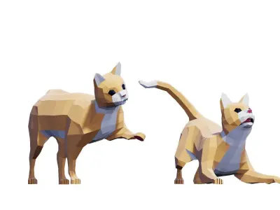 Cats Tabby Pack Low-poly 3D model