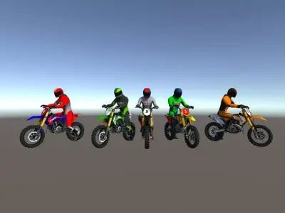 5 Low Poly Dirt Bike With Rider  Low-poly 3D model
