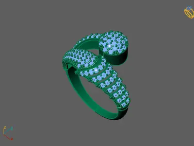 STL 3DM Print Ready Women Diamond Ring Lightweight Printable  3D print model 44