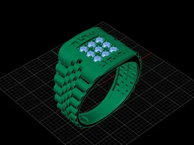 Print Ready STL 3DM  Gents Rings Diamond Men Ring  3D print model 89