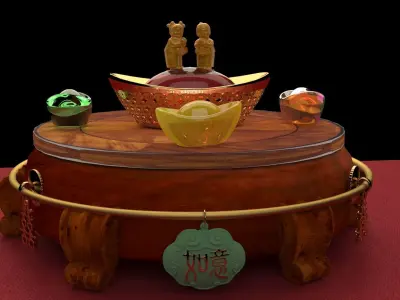 Chinese gold ingot  3D model shop