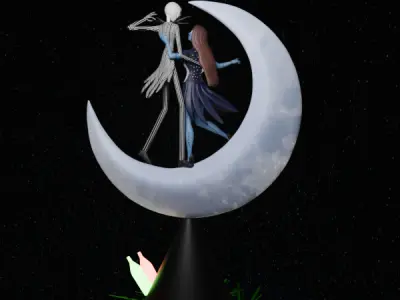 Jack Skellington and Sally Christmas Tree Topper 3D print model