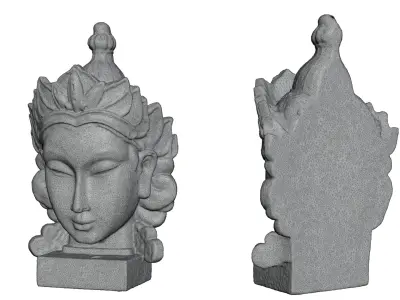 Wooden Buddha Head Free 3D model