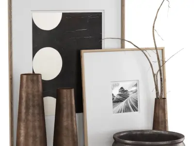 Rh Grand Hammered Metal Floor Vases with Frames Low-poly 3D model