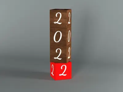 Decoration 2022 Cubes  Low-poly 3D model