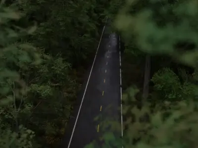 Realistic Forest Road Scene 3D Blender File Textured 3D model