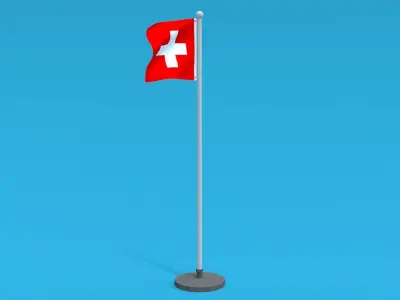 Low Poly Seamless Animated Switzerland Flag Low-poly 3D model