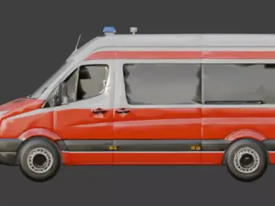 Low Poly Medical Ambulance 3D Model Low-poly 3D model