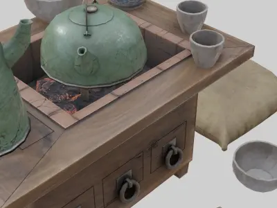 Low Poly Japanese Decoration Assets With PBR Materials Low-poly 3D model