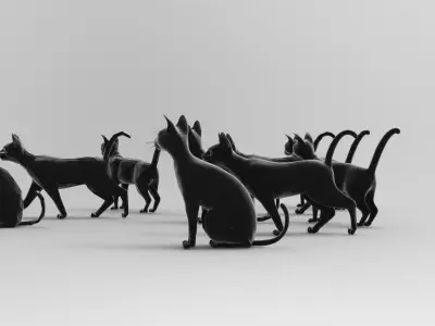Cats low and high poly Low-poly 3D model