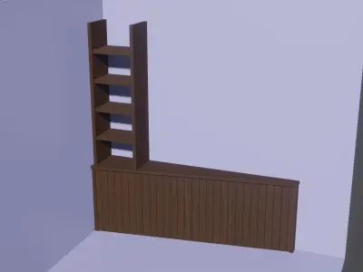 Modern Wooden Wall furniture with shelf Low-poly 3D model