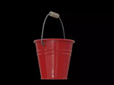 Beach Bucket red Low-poly 3D model