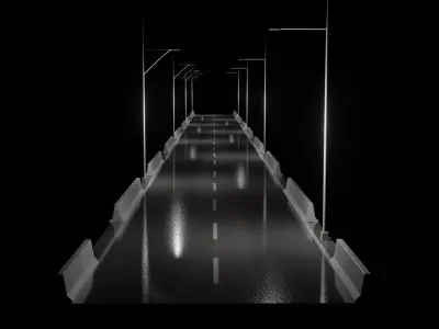 Wet street model Low-poly 3D model