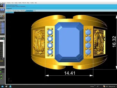 Luxury Rectangular Gemstone Men Ring Jewelry 3D Model  4877 3D print model