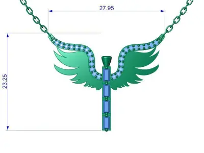 Wing Baguette Pendant 3D Print Model 3D print model