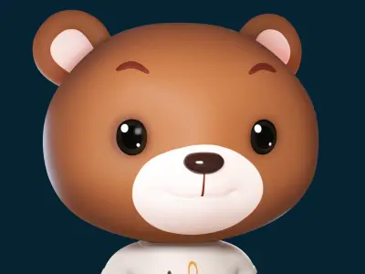 Bear 3D model wearing t - shirt 3D model