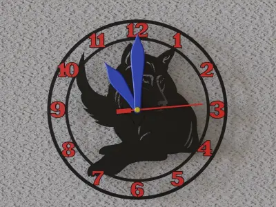 wolf wall clock 3D print model