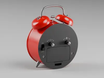 Retro alarm clock Red Low-poly 3D model